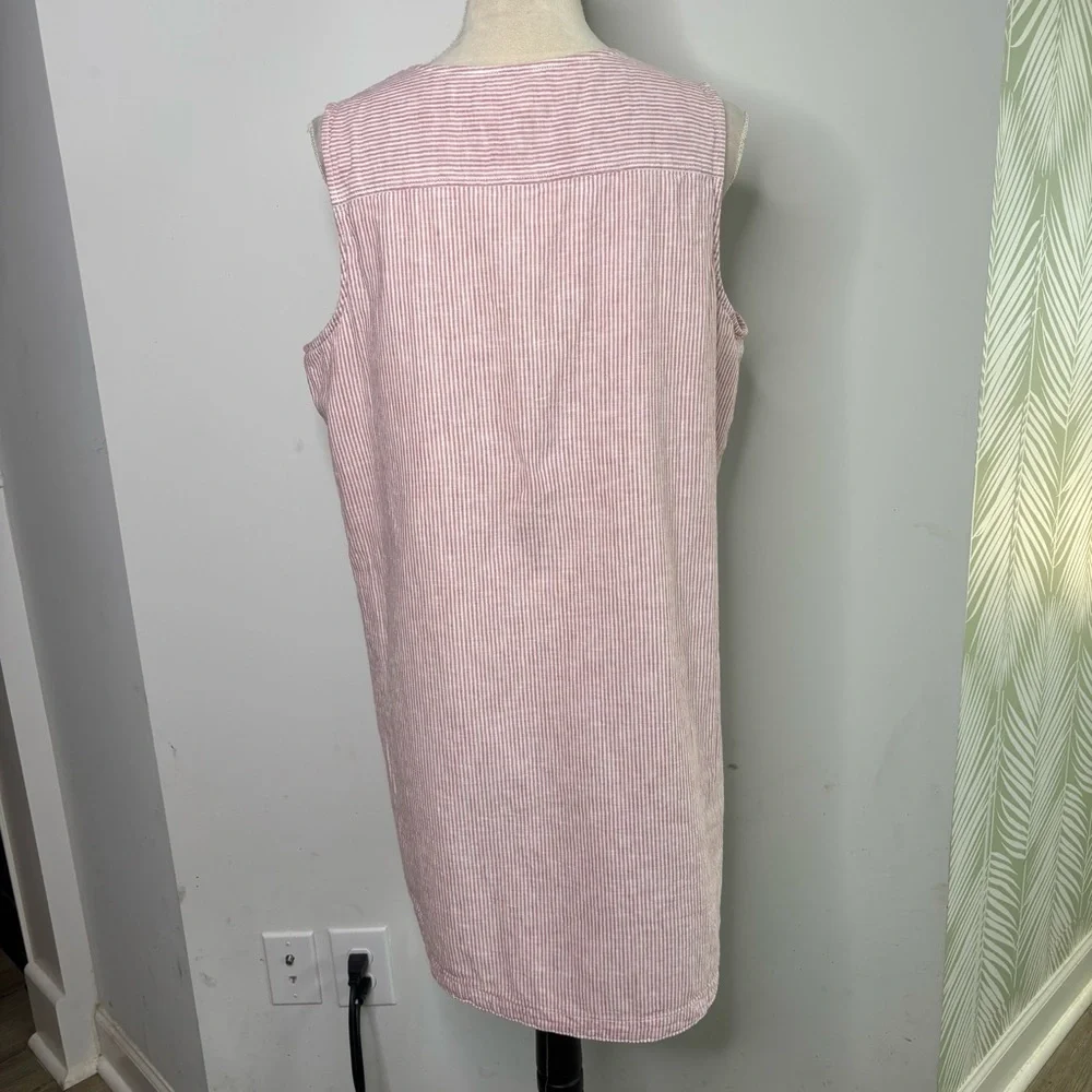 BeachLunchLounge Pink Striped Seersucker XL Linen Cotton Shift Dress Preppy - Picture 4 of 9